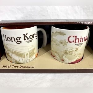 STARBUCKS Hong Kong and China City Demitasse Mugs - 2009 - Set of 2 - NIB!